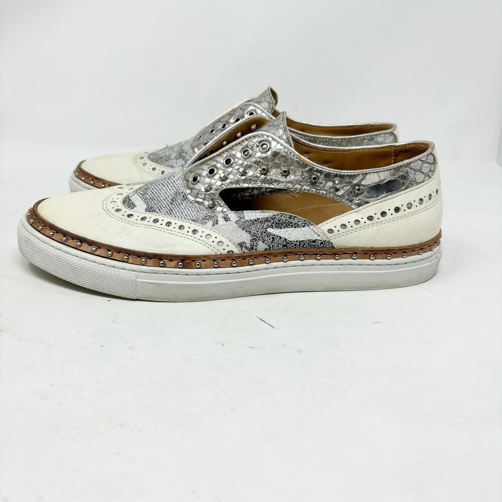 La Bottega di Lisa Leather Laceless Metallic Cut Out Sneaker Womens Size 11